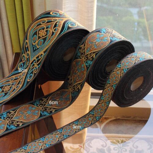 5meters 3CM,6cm,8cm High quality vintage lace accessories, Jacquard ribbon, DIY curtain, garment accessories, ethnic wind lace