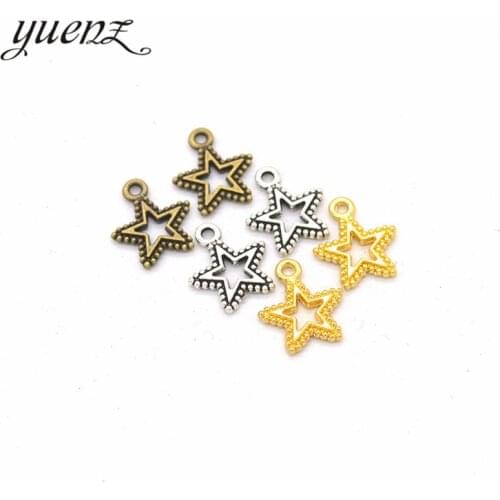 YuenZ 20pcs 4 Color Antique silver color star Charms Pendants for Jewelry Making DIY Handmade Craft L302