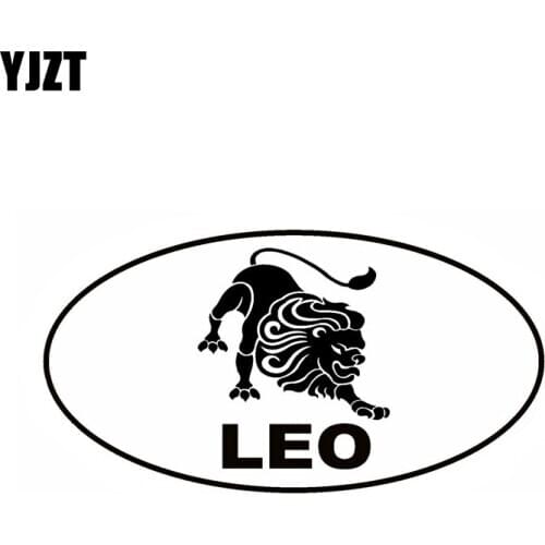 YJZT 16CM*8.5CM LEO Oval Vinyl Decal Funny Car Sticker Zodiac Horoscope Black/Silver C10-01743