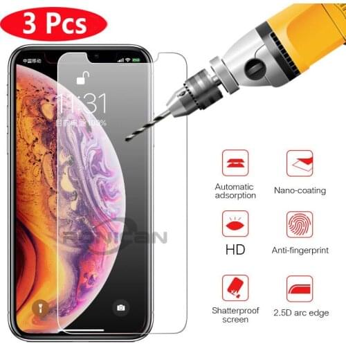 3Pcs Tempered Glass For iPhone X XR XS 11 12 Pro Max Screen Protector Protection Film For iPhone 5 5S SE 2020 6 6S 7 8 Plus 4 4s