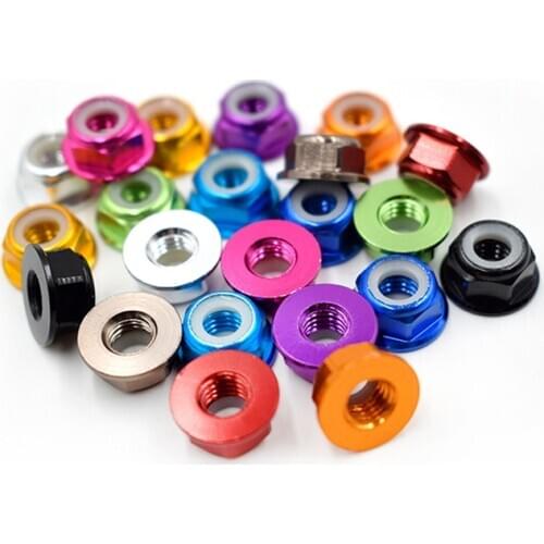 10PCS M4 Aluminum Lock Nuts Nylon Nut Alloy Flat Cone Cup Head Screw Gasket Self-Tightening for RC Car Drone Quadcopter Motor