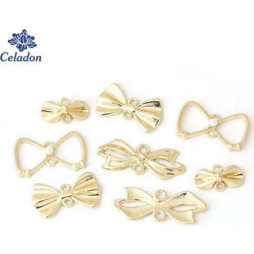 10pcs Mixed Antique Gold Alloy Metal Bow Charms Pendant for Bracelet Necklace Diy Floating Charm Jewelry Making