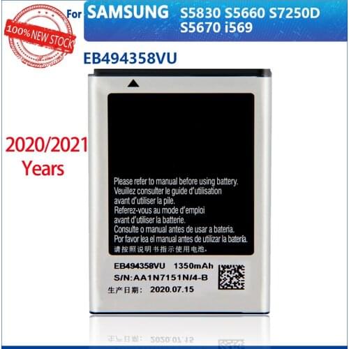 100% Original EB494358VU 1350mAh Battery For Samsung Galaxy Ace S5830 S5660 S7250D S5670 i569 gt-s5839i High quality New Battery