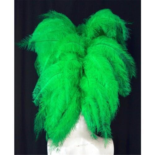 100pcs small pole 100% natural Ostrich Feather 15-75CM/6-30Inch dyed green for party mask headdress clothing accessories