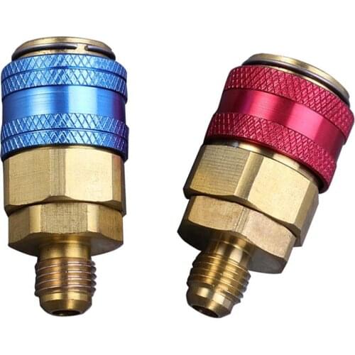 2 Pcs Car air conditioner fluoride converter AC R134A Quick Coupler Connector Adapter Fittings High Low Manifold Hoset Tools