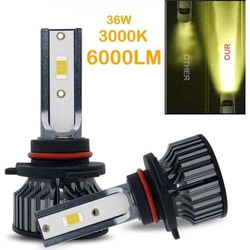 2 Pcs Car Headlight Mini LED Lamps CSP 6000LM 36W 9005 9006 H11 Canbus 3000K Car Auto Headlamp Bulbs Led Lights For Car