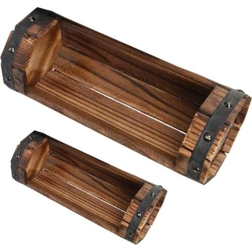 2PCS Half Barrel Planter Carbonized Anticorrosive Wooden Flower Container Flower Pot Half Barrel Planter for Office Park Garden