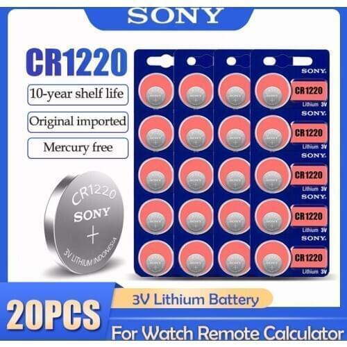 20PCS/LOT Sony CR1220 CR 1220 ECR1220 GPCR1220 BR1220 LM1220 DL1220 3V Lithium Battery For Watch Remote Button Cell Batteries