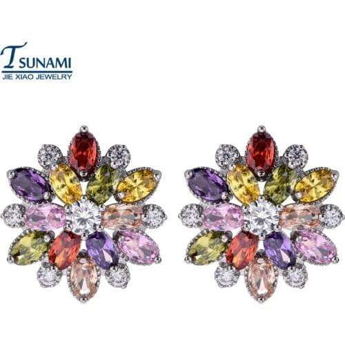 2020 New Fashion Snowflake Color AAA Zircon Earrings Women/Girls Wedding Party High Quality Jewelry Earrings ER-166