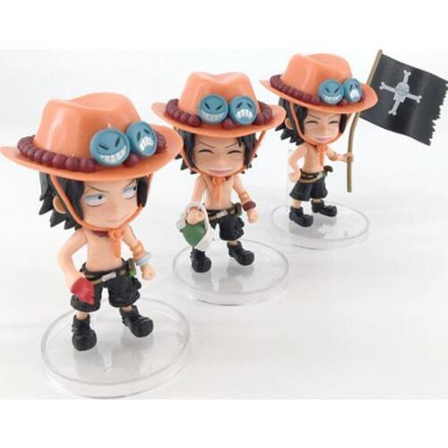 3pcs/lot One Piece Luffy Roronoa Zoro Q Version Cute Anime Action Figure Car doll Collection Model toy Christmas gift for Child