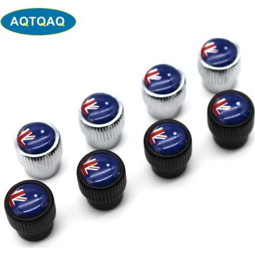 4 Pcs/Set Zinc Alloy Australia National Flag Tire Valve Stem Cap Tire Wheel Stem Air Valve Caps for Auto Cars