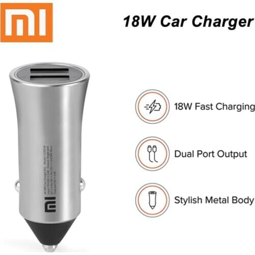 Xiaomi Mi Car Charger QC3.0 X2 Dual USB Quick charge Max 5V/3A 9V/2A 15V/1.5A Metal Style