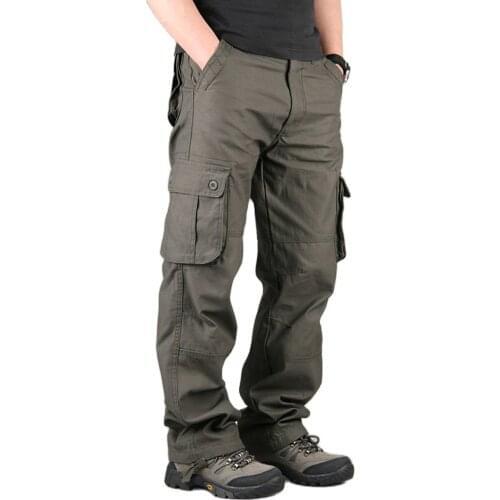 Multi-Pocket Military Pants Men 90% Cotton Tactical Straight Pants Male Cargo Pants Teen Boy Hiking Casual Trousers 2021