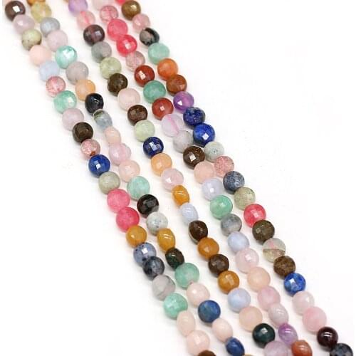 Small Beaded Natural Semi-Precious Stones Oblate Faceted Mixed Color Stone Beads for Jewelry Making Bracelets Unisex Gift 6mm