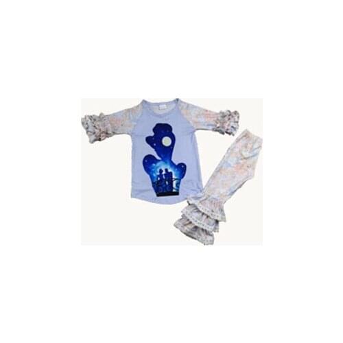 Boutique outfits princess pattern Geometry pattern printed 3-layer lace long pants baby girl clothes set 20