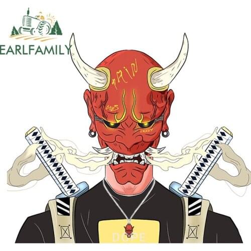 EARLFAMILY 13cm x 11.4cm For Kuro Oni Car Assessoires Stickers Scratch-Proof Decal Personality Windshield Bumper Graffiti Decor