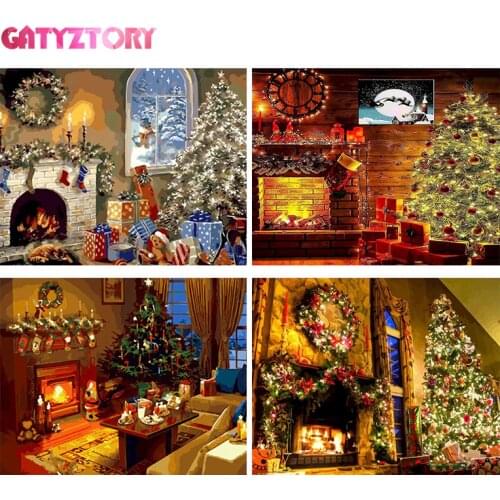 GATYZTORY 60x75cm Frame Painting By Numbers Kits For Adult Christmas Closet picture by numbers Drawing Art Craft