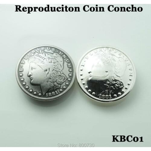 KBC01) 10pc 1-1/2'' Western Reproduction Morgan Dollar Coin Concho