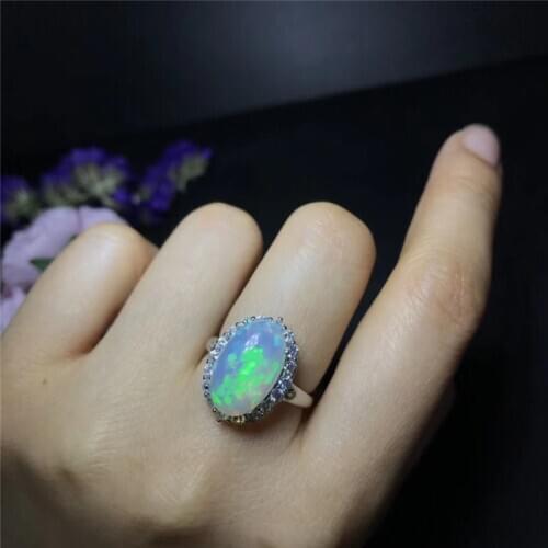 100% NATURAL ETHIOPIAN WELO FIRE OPAL CABOCHON Ring 9x15mm