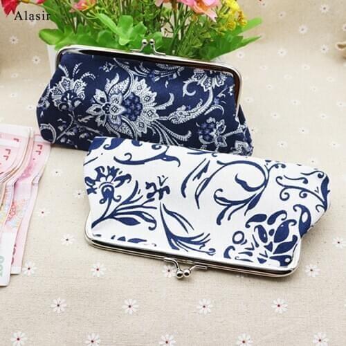 Alasir National Style Chinese Style Coin Purse Ladies Hand Bag 5 Inch Mobile Phone Bag Cotton Women Flowers Wallet