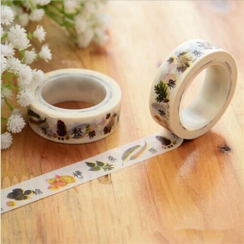 15mm X 10m creative plant flowers food Japan decoration Washi tape DIY scissors mask tape supplies