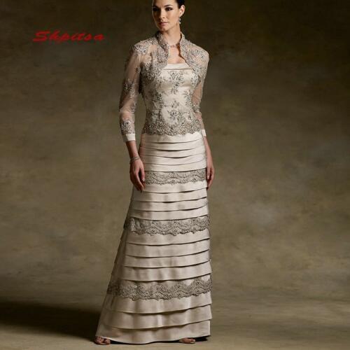 Lace Mother of the Bride Dresses for Weddings with Jacket Plus Size Party Dinner Evening Godmother Groom Dresses