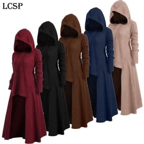 LCSP Middle Ages Assassin Women Retro Hooded Cloak Dress Cosplay Medieval Viking Knight Norseman SCA LARP Costumes