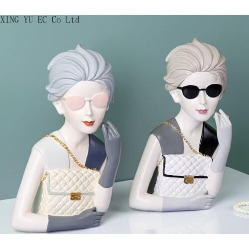 Wear Sunglasses Fashion Girl Decorative Ornaments Living Room Furnishings Character Crafts Simple Home Decoration Accessories
