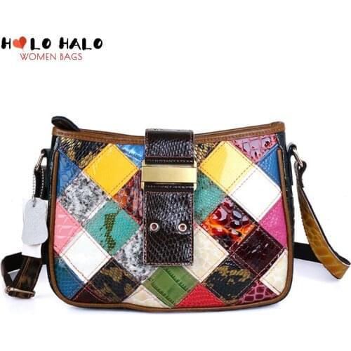 Fashion Womens Wallet Casual Shoulder Bags Female Crossbody Bags Colourful Genuine Leather Splicing Purses and Hadbags 2021