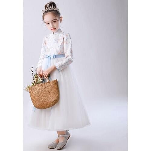 Girl Pageant Dresses First Communion Dress Kids Wedding Party Gown Birthday Dress Girl Lace Embroidery Long Banquet Dress