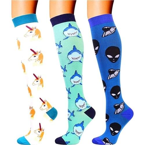 58 Styles New Compression Stockings Fun Boots Tube Animal Socks Sports Legging Pressure Running Travel Unisex Compression Socks