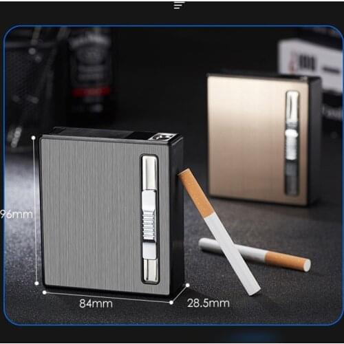 NEW Automatic Cigarette Case Inflatable Aluminum Alloy Cigarette Case Lighter Straight Into The Cigarette Case 20pcs