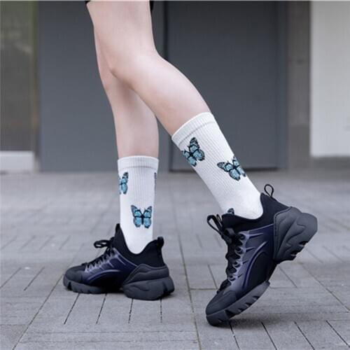 New Butterfly Socks Women Streetwear Harajuku Crew Women Cotton Socks Fashion One Size Dropshipping Supply