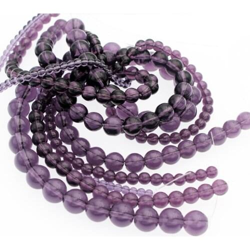 Wholesale Purple Glass Beads Natural Stone Loose Beads Needlework for Jewelry Making 4mm/6mm/8mm/10mm/12mm DIY Bracelet Necklace