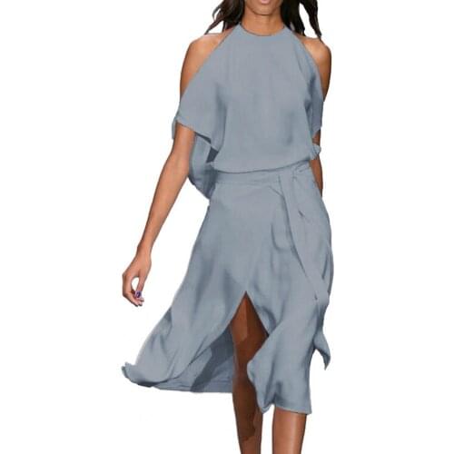 Summer Long Dress Halter Simple Women Sexy Off Shoulder Loose Elegant Dress Work Sundress Beachwear vetement femme 2021