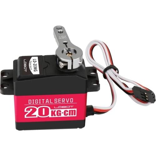 180 degree 20KG High Torque LD-20MG Full Metal Gear Digital Servo with 25T Metal Rudder Arm Aluminium Case for Robot RC Car
