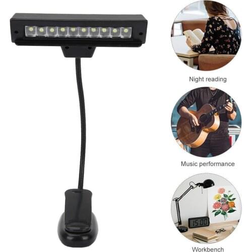 Portable 10 LED Clip Music Score Stand Table Clamp Light Bedroom Desk Reading Book Lamp Piano lights USB Bedroom Desk Lamp