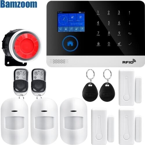 IOS Android APP Remote Control LCD Touch Keyboard Wireless WIFI SIM GSM RFID Home Burglar Security Alarm System Sensor
