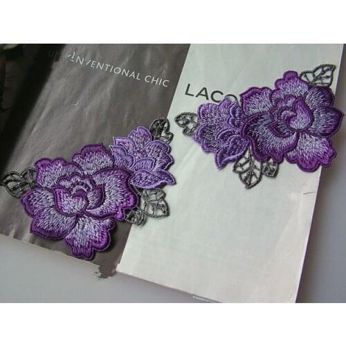 Size11*7.5cm 2pairs/lot Beautiful Sewing Venise Floral Flower Motif Embroidered Lace Applique for Garment Decoration Lace patch