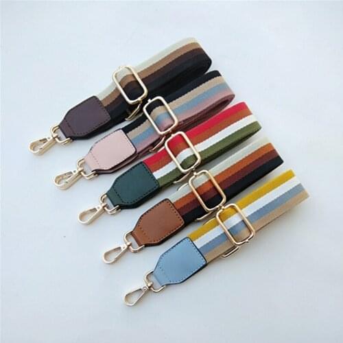 3.8cm wide Cotton tape colourful stripe lady bags strap belt DIY Inclined shoulder bag handle accessories 80~130cm adjustable
