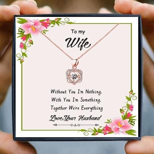 Christmas Gift for Wife Crystal Heart Necklace Women Pendant Necklaces Female Birthday Gifts from Husband Birthday Anniversary