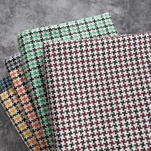 Width 57'' Simple Fashionable Plaid Cotton Linen Fabric By The Yard For Sofa Cushion Pillow Case Tablecloth Material
