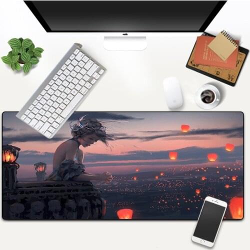 Cute Mouse pad Gaming Accessories Computer Large Ghost Sword Princess Mousepad Gamer Rubber Carpet XXL Desktop Protect Mat