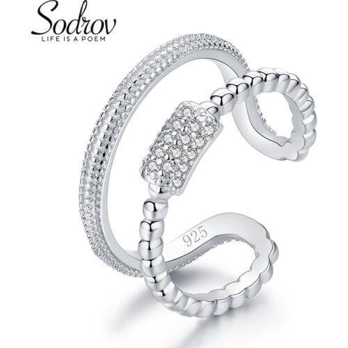 SODROV 925 Sterling Silver Star Burst Rings Open Engagement Jewelry For Women R037