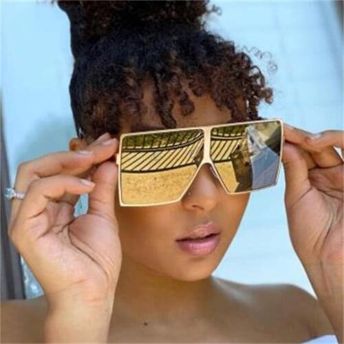 Alloy Black Oversized Square Sunglasses Female Eyewear Big Shades For Women Luxury Designer Stylish Flat Top Sunglasses Men Male