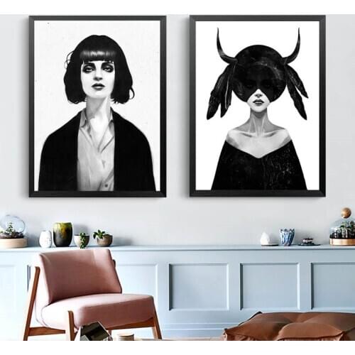 Modern Fashion Girls Posters And Prints Wall Art Canvas Painting Wall Pictures For Living Room Bedroom Decoration