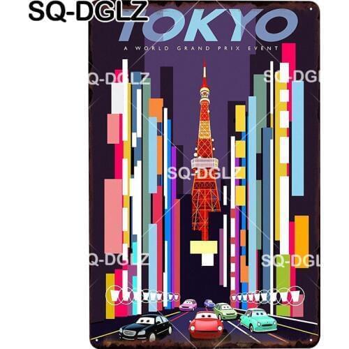 [SQ-DGLZ] TOKYO City Plaques Metal Signs Vintage Home Decor Tin Signs Pub Plates Metal Crafts Painting Art Poster