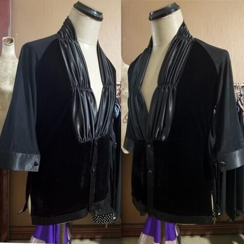 Latin Dance Tops Adult Male Samba Performance Clothing V Collar Black Shirt Men Rumba Cha Cha Salsa Practice Dresses DNV13900