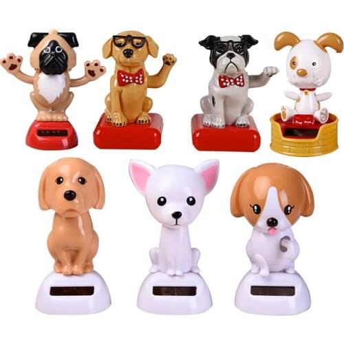 Universal Car Ornament ABS Solar Powered Head Shaking Doll Swing Head Dog Automobile Decoration Dashboard Toys Auto Decorative