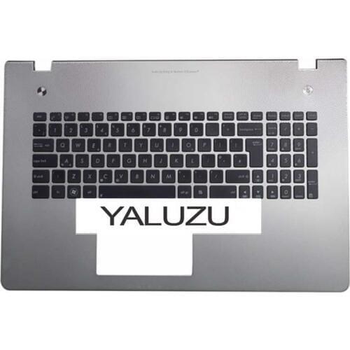 YALUZU for ASUS N76 N76V N76VB N76VJ N76VM N76VZ UI Layout backlit keyboard With Silver Top C Cover Palmrest silver